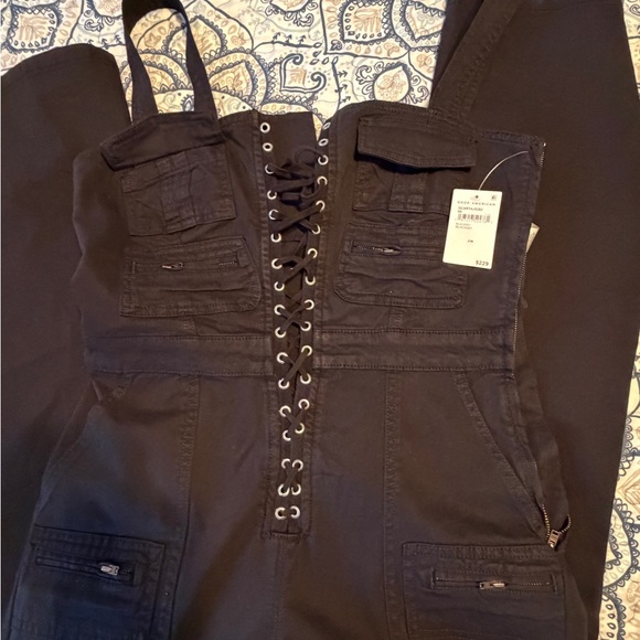 Good American twill lace up utility jumpsuits size m NWT - Picture 11 of 16